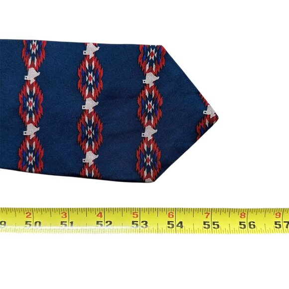 Vintage Tie Texas Navajo Stripe Necktie  Ralph Marlin USA Blue Red State Map - Picture 7 of 7